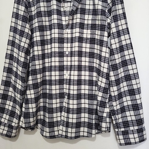 Unworn Frank & Eileen Barry Plaid Tailored Flannel Button Up Shirt, Grey & White - Picture 5 of 11